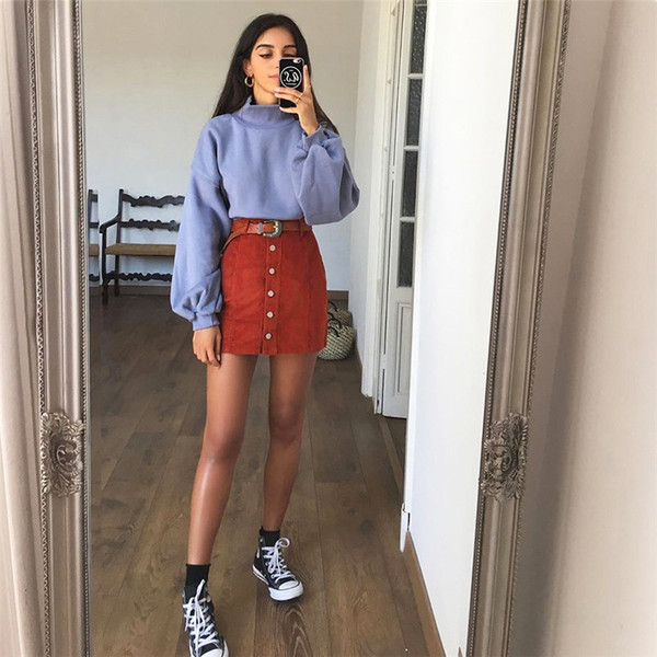 Fusta de dama casual model nou cu nasturi in rosu