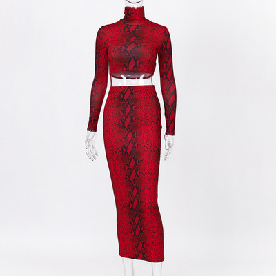Set modern pentru femei cu model de șarpe în roșu