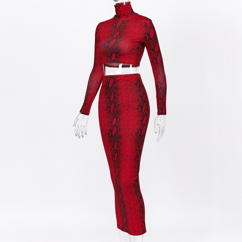Set modern pentru femei cu model de șarpe în roșu
