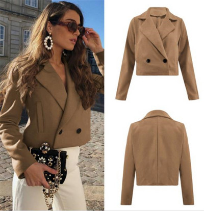 Modern női rövid kabát spitz nyakkivágással, több színben