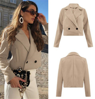 Modern női rövid kabát spitz nyakkivágással, több színben