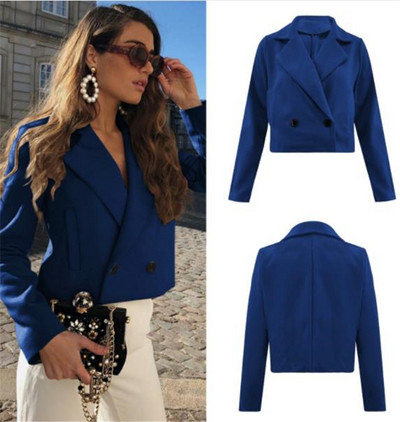 Modern női rövid kabát spitz nyakkivágással, több színben