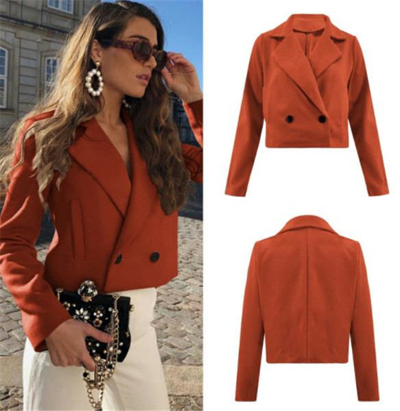 Modern női rövid kabát spitz nyakkivágással, több színben