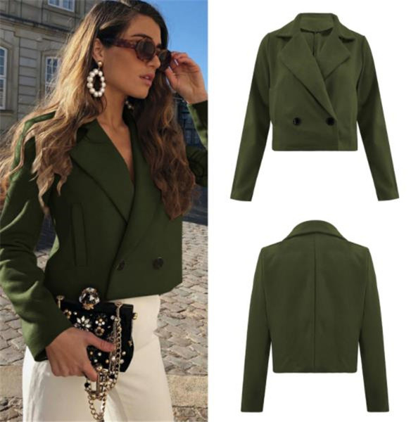 Modern női rövid kabát spitz nyakkivágással, több színben