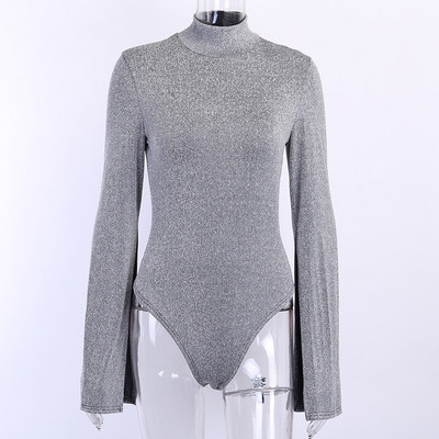 ΝΕΟ μοντέλο γυναικείο κορμάκι με λαμπερό αποτέλεσμα σε γκρι χρώμα