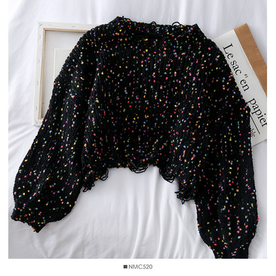 Καθημερινό γυναικείο πουλόβερ με ωοειδές λαιμόκοψη και σχισμένο μοτίβο