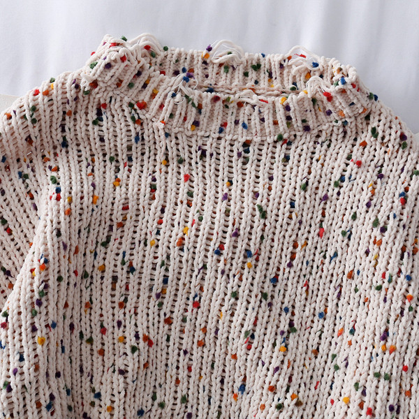 Καθημερινό γυναικείο πουλόβερ με ωοειδές λαιμόκοψη και σχισμένο μοτίβο