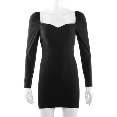 Stílusos női ruha hosszú ujjú fekete színben