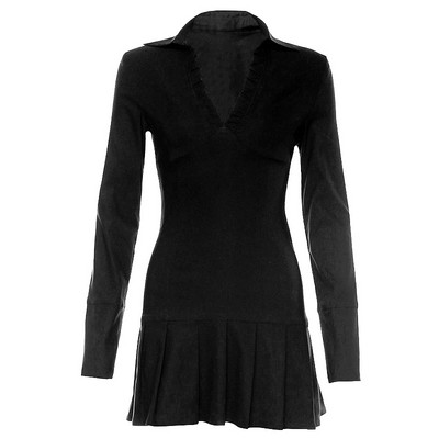 Μοντέρνο γυναικείο φόρεμα με μακριά μανίκια - μαύρο χρώμα