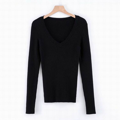 Νέο μοντέλο μοντέρνο γυναικείο πουλόβερ με λαιμόκοψη - διάφορα χρώματα