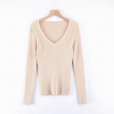 Νέο μοντέλο μοντέρνο γυναικείο πουλόβερ με λαιμόκοψη - διάφορα χρώματα