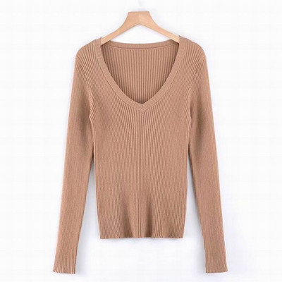 Νέο μοντέλο μοντέρνο γυναικείο πουλόβερ με λαιμόκοψη - διάφορα χρώματα