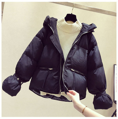 Μοντέρνο χειμωνιάτικο γυναικείο μπουφάν με κουκούλα και φερμουάρ σε διάφορα χρώματα