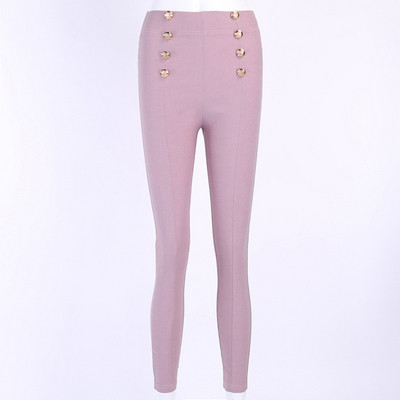 Стилен дамски панталон  с висока талия в розов цвят