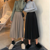 Дълга ежедневна плисирана пола с висока талия в черен и бежов цвят