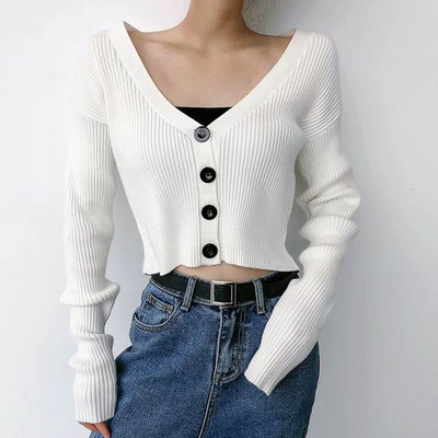 Νέο μοντέλο μοντέρνα γυναικεία ζακέτα με κουμπιά -  κοντό μοντέλο