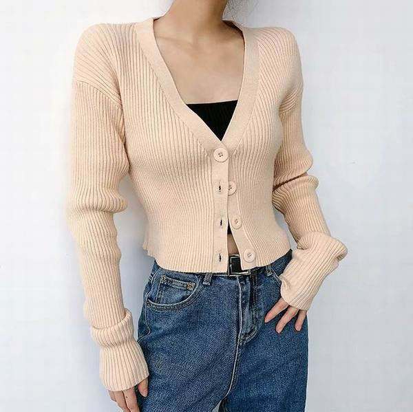 Νέο μοντέλο μοντέρνα γυναικεία ζακέτα με κουμπιά -  κοντό μοντέλο