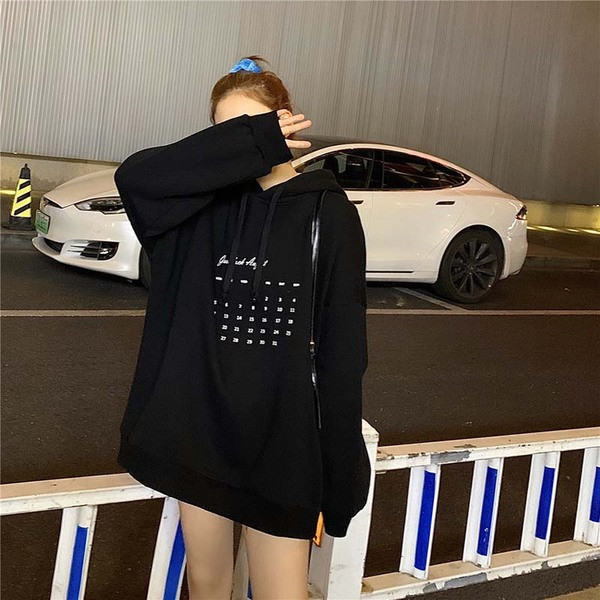 Γυναικείο casual φούτερ με κουκούλα και γράμματα