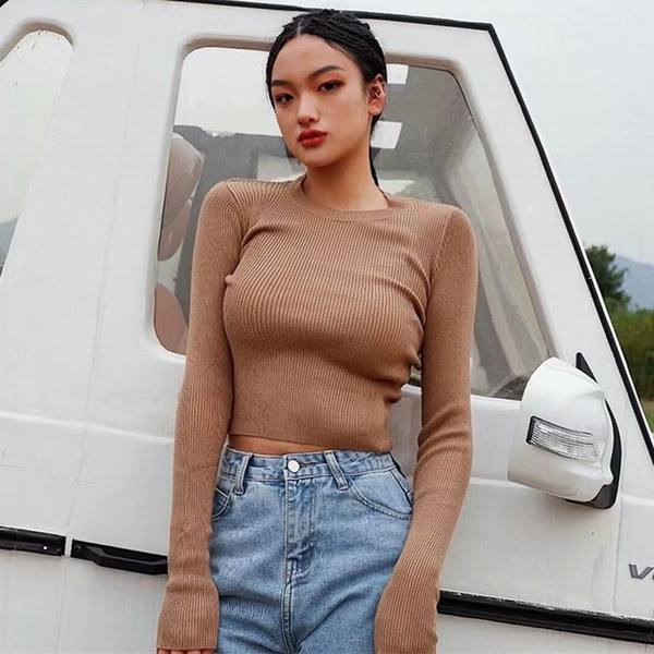 Νέα μοντέρνα μοντέρνα γυναικεία μπλούζα με μακριά μανίκια σε διάφορα χρώματα