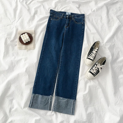 Γυναικεία casual τζιν με ψηλή μέση σε μαύρο και μπλε χρώμα