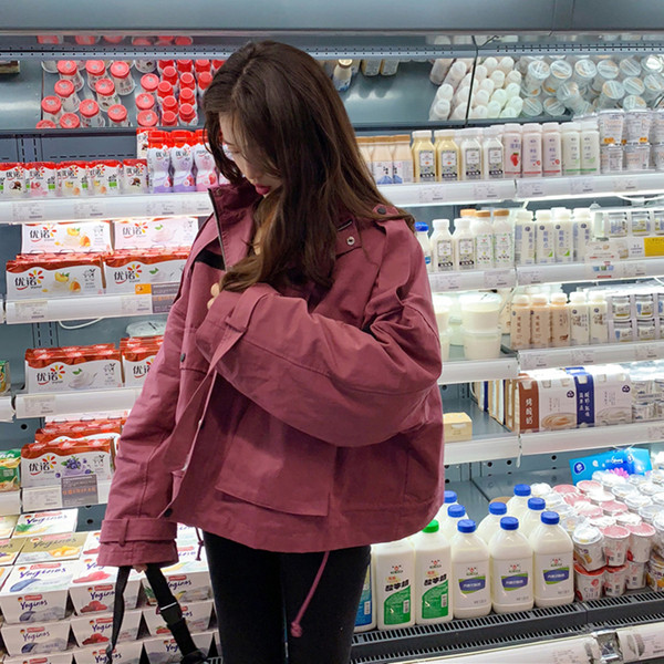 Jachetă lată de primăvară-toamnă în bej și violet