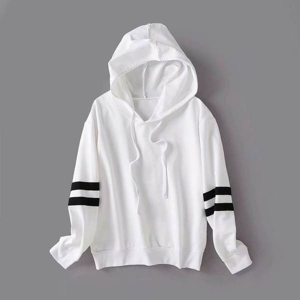 Νέο μοντέλο  γυναικείο φούτερ με κουκούλα σε λευκό, κόκκινο και μαύρο χρώμα