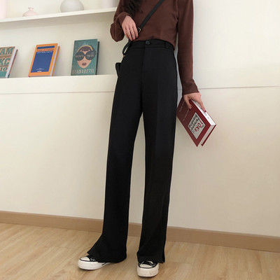 Дълъг и прав панталон в черен цвят с подплата