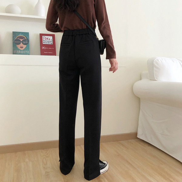 Дълъг и прав панталон в черен цвят с подплата