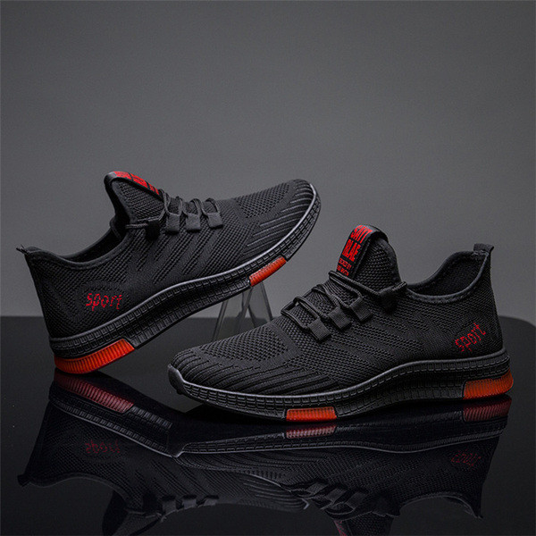 Ανδτρικά αθλητικά παπούτσια σε γκρι, μαύρο και κόκκινο χρώμα