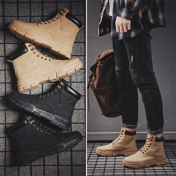 Νέο μντέλο χειμωνιάτικα ανδρικά παπούτσια με κορδόνια και σκληρή σόλα σε καφέ και μαύρο χρώμα