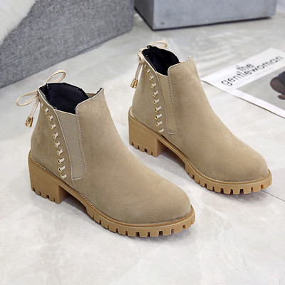 Γυναικείες μπότες σουέτ μετρουξ σε μαύρο και μπεζ χρώμα