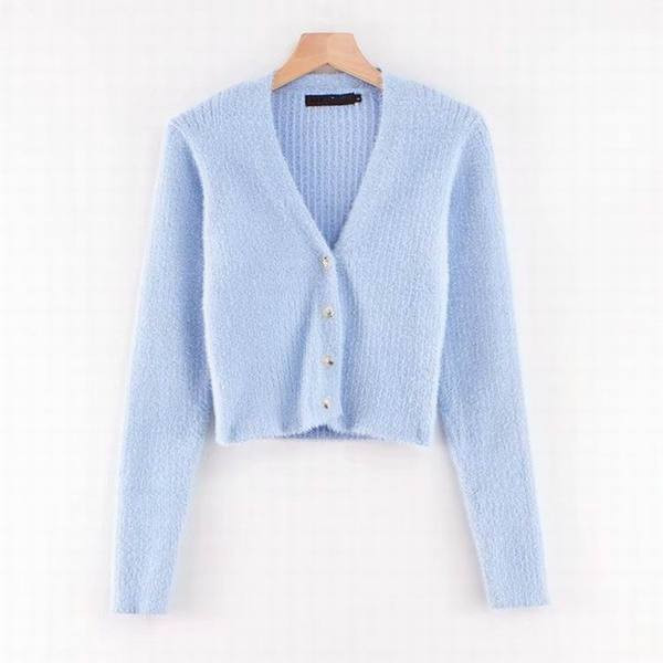 Νέο μοντέλο γυναικεία ζακέτα με κουμπιά και μακριά μανίκια σε λευκό, πράσινο, μπλε και κόκκινο χρώμα