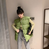 Γυναικείο φαρδύ γιλέκο σε δύο χρώματα με ελαστική  μέση και ζώνη