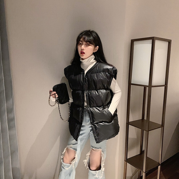 Γυναικείο φαρδύ γιλέκο σε δύο χρώματα με ελαστική  μέση και ζώνη