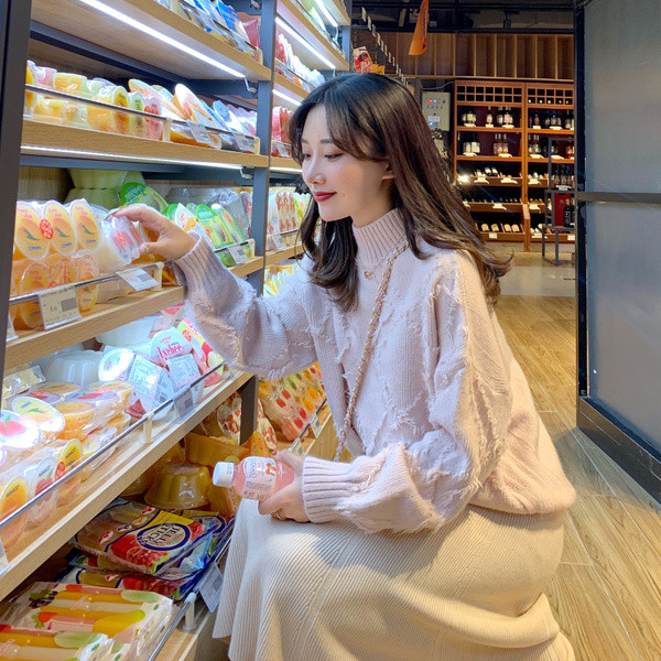 Pulover de dama cu guler polo in roz si albastru