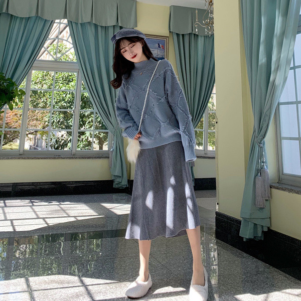 Pulover de dama cu guler polo in roz si albastru