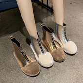 Model nou de cizme de iarna dama cu puf si fermoar in mai multe culori