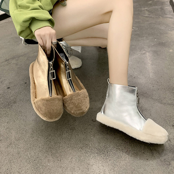 Model nou de cizme de iarna dama cu puf si fermoar in mai multe culori