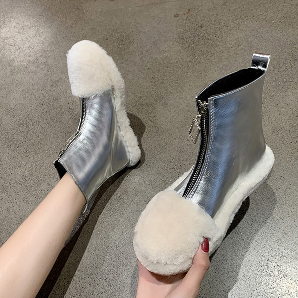 Model nou de cizme de iarna dama cu puf si fermoar in mai multe culori