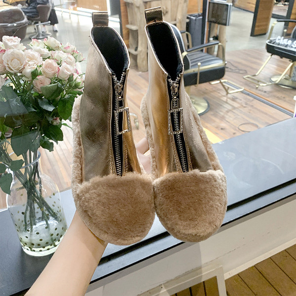 Model nou de cizme de iarna dama cu puf si fermoar in mai multe culori