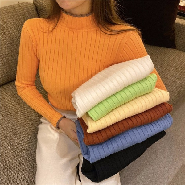 Γυναικείο πουλόβερ με ψηλό γιακά σε πολλά χρώματα