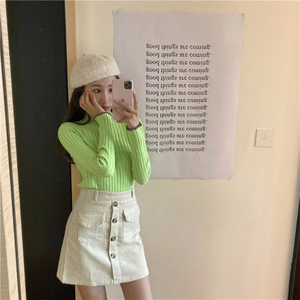 Γυναικείο πουλόβερ με ψηλό γιακά σε πολλά χρώματα