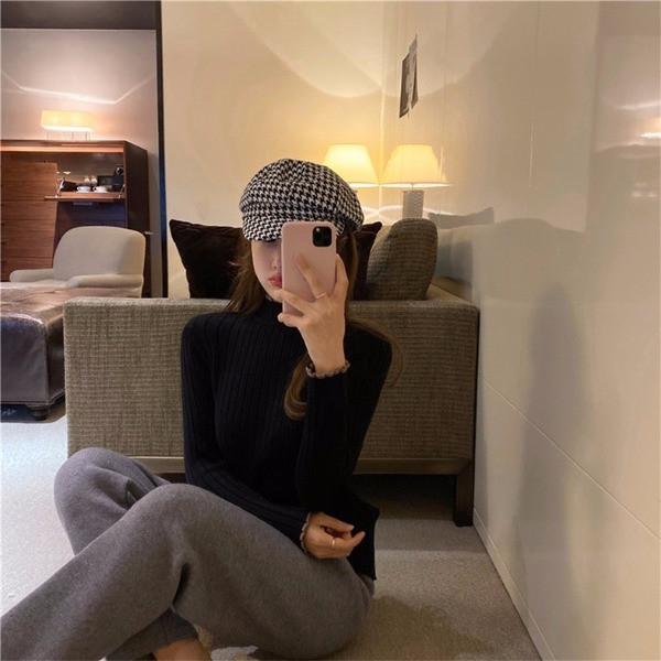 Γυναικείο πουλόβερ με ψηλό γιακά σε πολλά χρώματα