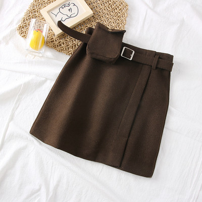 Fusta scurta de dama model nou cu centura in negru, maro, gri si bej