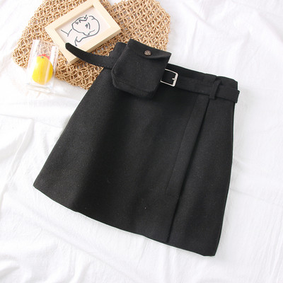 Fusta scurta de dama model nou cu centura in negru, maro, gri si bej