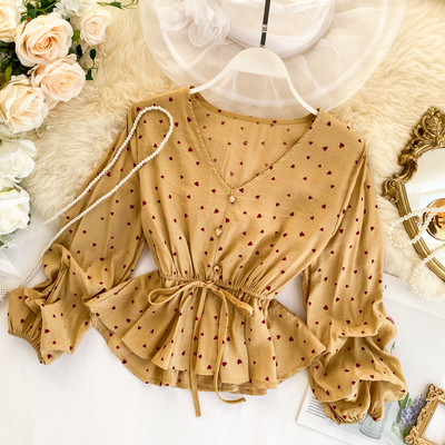 Cămașă casual de damă cu decolteu spitz și cravate în patru culori