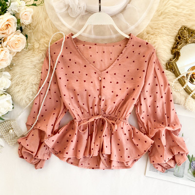 Cămașă casual de damă cu decolteu spitz și cravate în patru culori