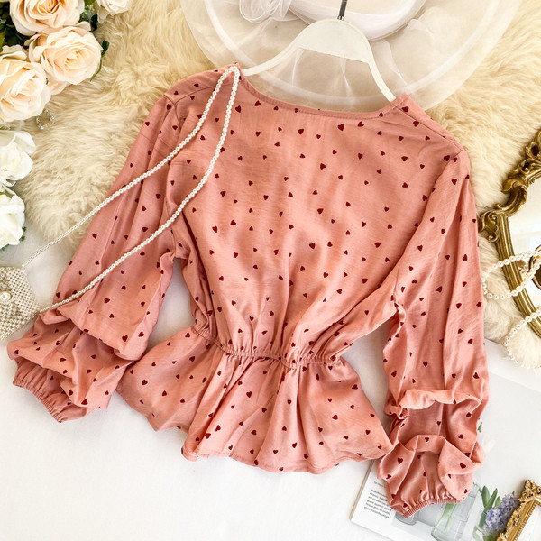 Cămașă casual de damă cu decolteu spitz și cravate în patru culori