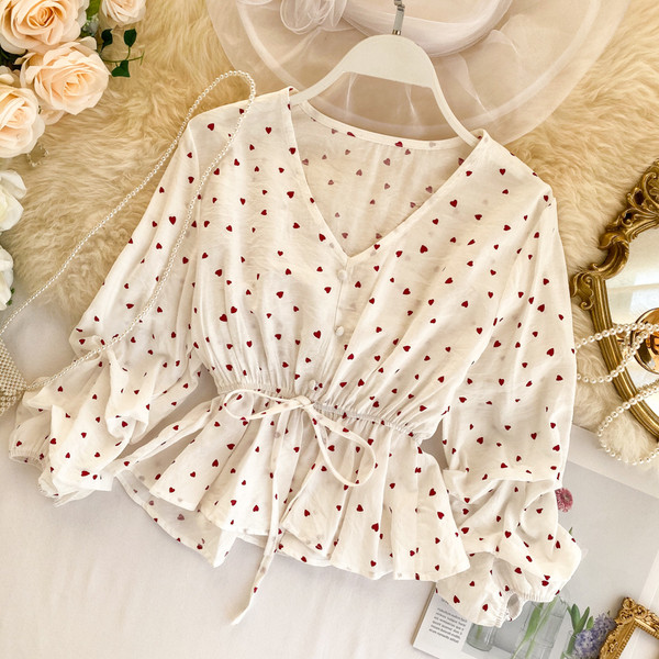 Cămașă casual de damă cu decolteu spitz și cravate în patru culori