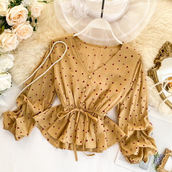 Cămașă casual de damă cu decolteu spitz și cravate în patru culori